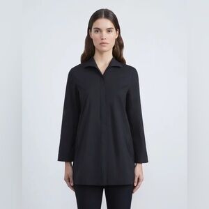 Lafayette 148 Classic Cotton Button Blouse in Black